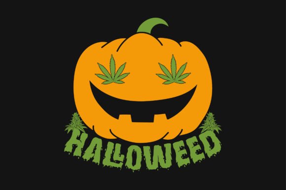 Cannabis Weed Pumpkin Halloween T-shirt Graphics and Crafts