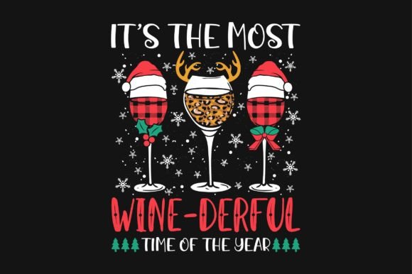 Christmas Wine Santa Hat Vector T-shirt Graphics and Crafts
