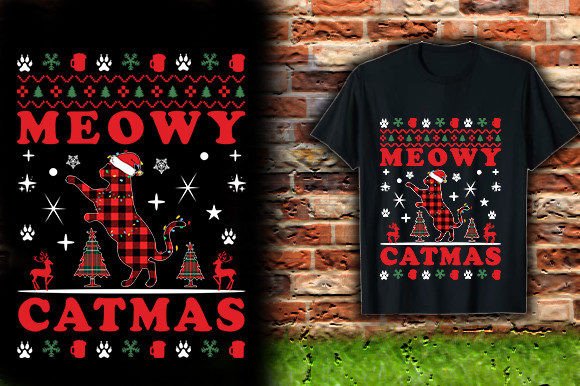 MEOW-CATMAS T-SHIRT DESIGN Graphics