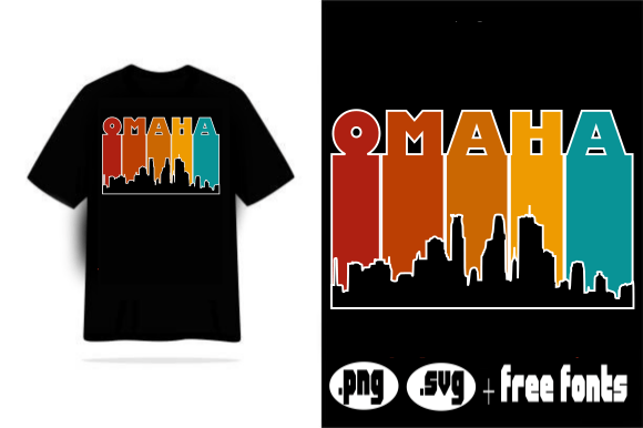 Retro Vintage Omaha T-Shirt Design PNG: Graphics and Print Templates