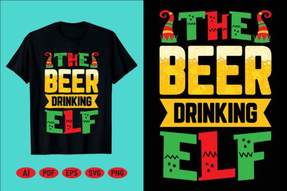 The Beer Drink Elf. Christmas T-Shirt
